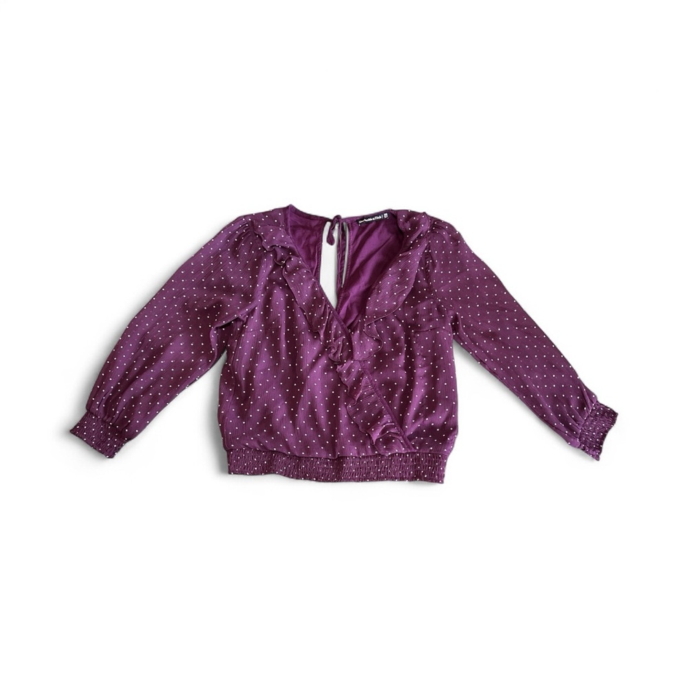 Abercrombie & Fitch Purple Blouse with White Dots: size XXS